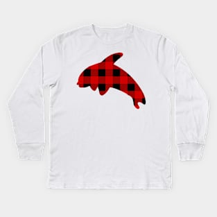 Orca Whale Flannel Kids Long Sleeve T-Shirt